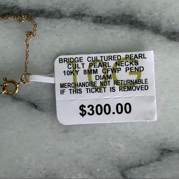 NWT Gold Necklace w/Pearl and Diamond Pendant - Picture 6 of 8